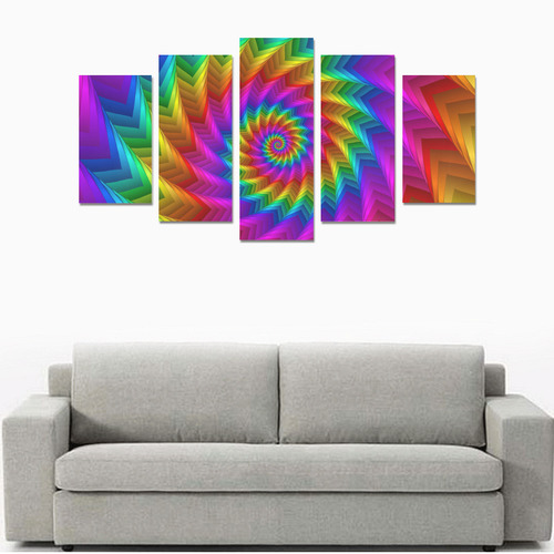 Psychedelic Rainbow Spiral Canvas Print Sets A (No Frame)