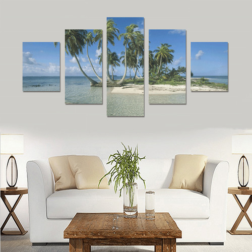 Palm Trees Tropical Nature Beach Canvas Print Sets B (No Frame)