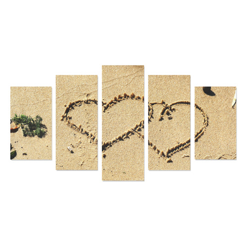 Hearts Written In Sand Canvas Print Sets A (No Frame)
