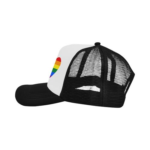 Gay Pride Rainbow Flag Stripes Heart Trucker Hat