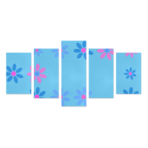 pink and blue flowers Canvas Print Sets C (No Frame)