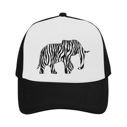 ZEBRAPHANT Elephant with Zebra Stripes black white Trucker Hat