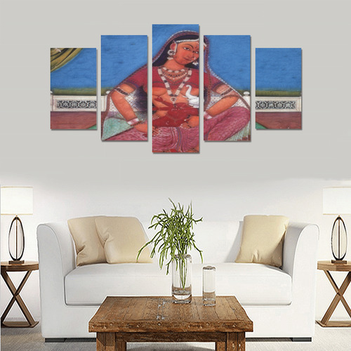 Deity Parvati with her Son Ganesha Canvas Print Sets A (No Frame)