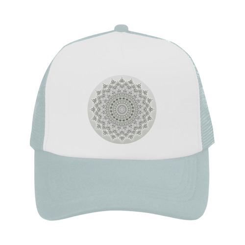 Kaleidoscope Fractal Mandala Grey Green Trucker Hat