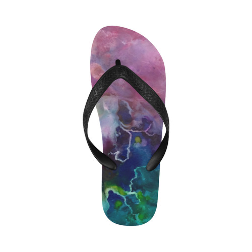 Abstract Watercolor Painting blue rose purple Flip Flops for Men/Women (Model 040)