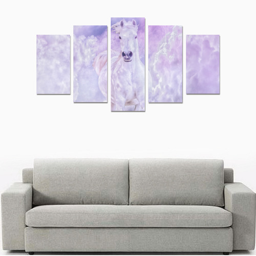 Girly Romantic Horse Of Clouds Canvas Print Sets A (No Frame)