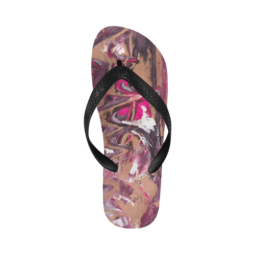 Abstract Acryl Painting plum brown pink Flip Flops for Men/Women (Model 040)