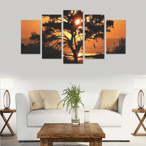 Sunset Silhouette Tree Canvas Print Sets A (No Frame)