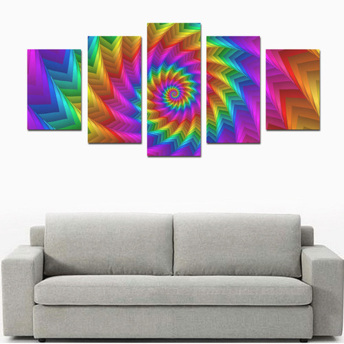 Psychedelic Rainbow Spiral Canvas Print Sets D (No Frame)