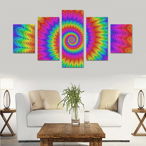 Psychedelic Rainbow Spiral Canvas Print Sets B (No Frame)