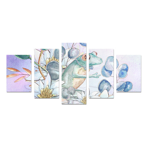 The frog with  waterlily Canvas Print Sets D (No Frame)