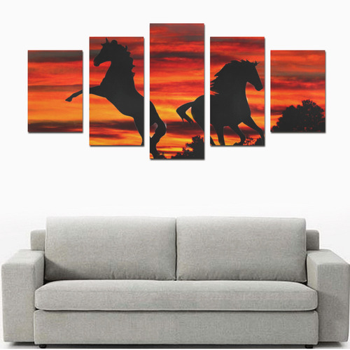 Horses and sunset print set by Martina Webster Canvas Print Sets D (No Frame)