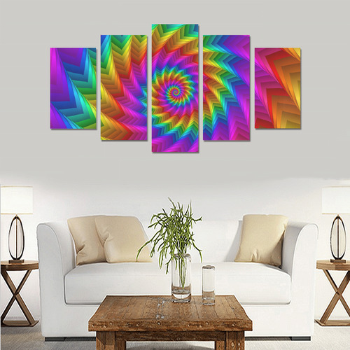 Psychedelic Rainbow Spiral Canvas Print Sets A (No Frame)