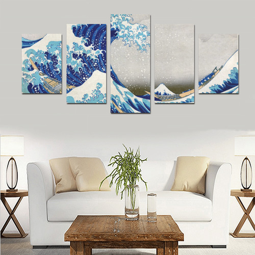 Great Wave Off Kanagawa Hokusai Canvas Print Sets D (No Frame)