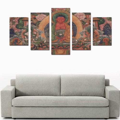 Buddha Amitabha in His Pure Land of Suvakti Canvas Print Sets D (No Frame)