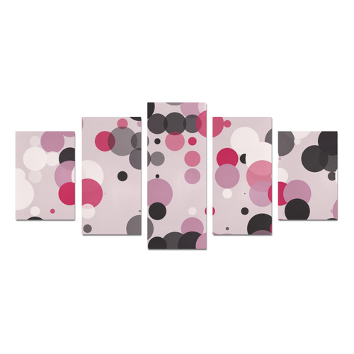 pink gray and black polka dots Canvas Print Sets D (No Frame)