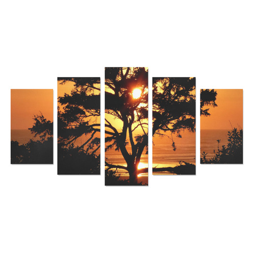 Sunset Silhouette Tree Canvas Print Sets A (No Frame)