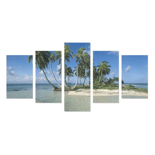 Palm Trees Tropical Nature Beach Canvas Print Sets C (No Frame)