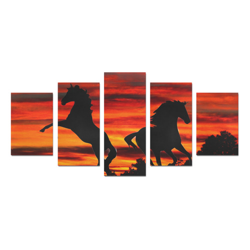 Horses and sunset print set by Martina Webster Canvas Print Sets D (No Frame)