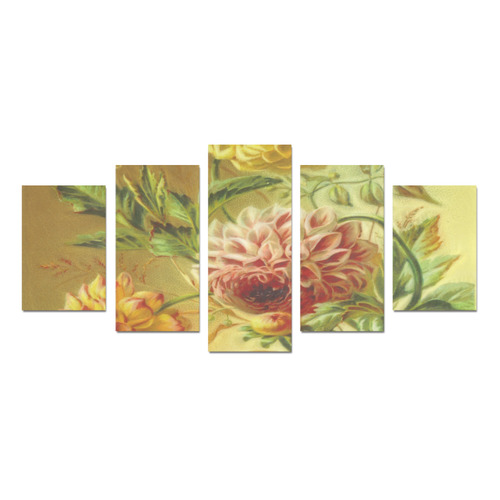 Lovely Vintage Flowers Dahlia And Jasmine Canvas Print Sets D (No Frame)