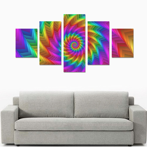 Psychedelic Rainbow Spiral Canvas Print Sets B (No Frame)