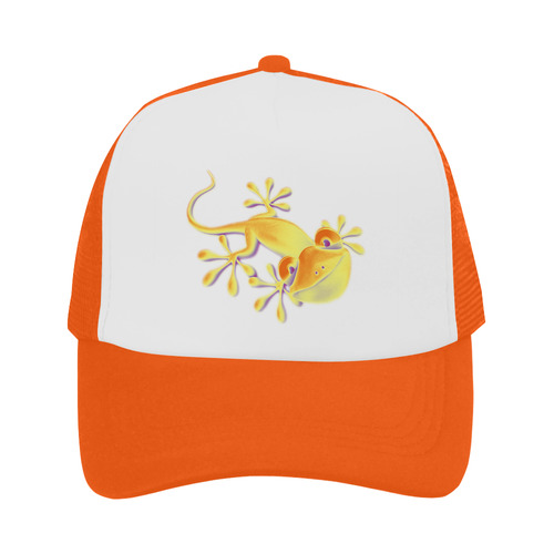 FUNNY SMILING GECKO yellow orange violet Trucker Hat