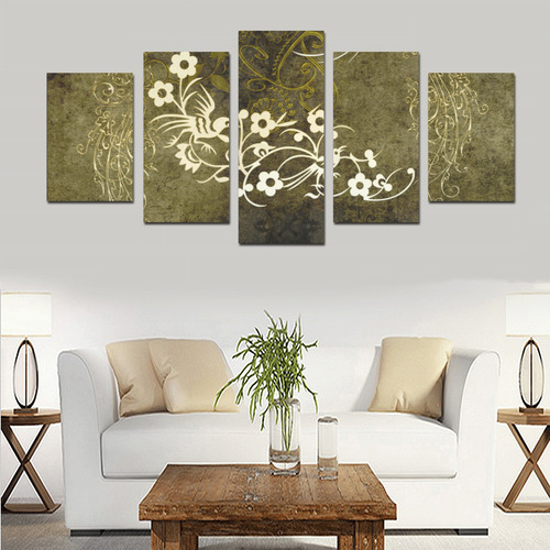 Fantasy birds with leaves Canvas Print Sets D (No Frame)
