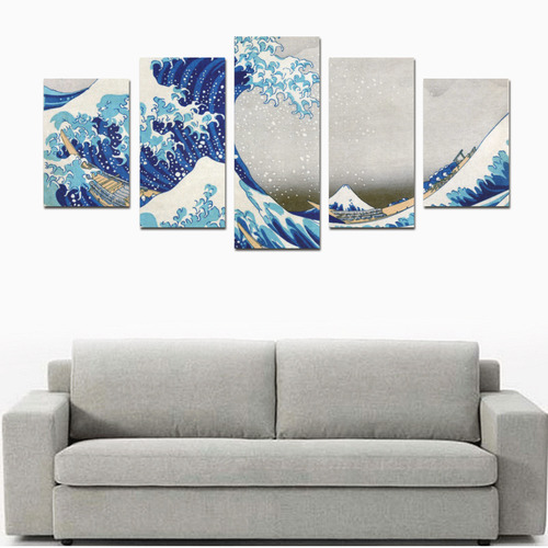 Great Wave Off Kanagawa Hokusai Canvas Print Sets D (No Frame)