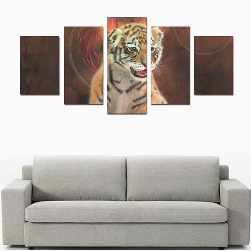 Cute little tiger Canvas Print Sets D (No Frame)