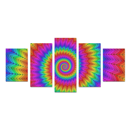 Psychedelic Rainbow Spiral Canvas Print Sets D (No Frame)