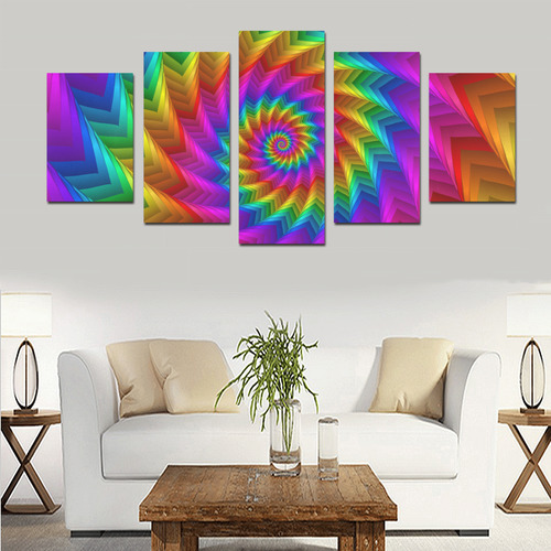 Psychedelic Rainbow Spiral Canvas Print Sets D (No Frame)