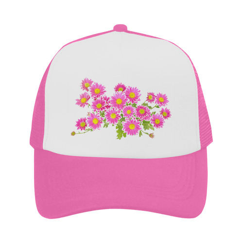 Asters Bouquet Pink White Flowers Trucker Hat