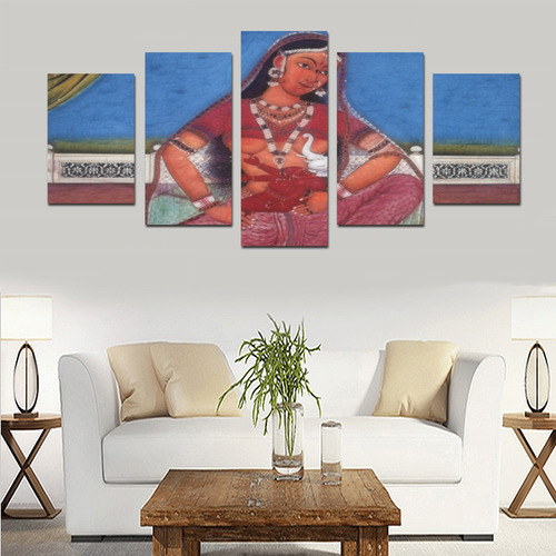 Deity Parvati with her Son Ganesha Canvas Print Sets D (No Frame)