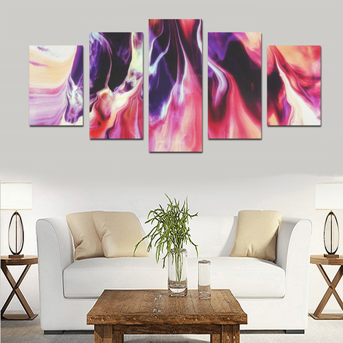 Abstract Watercolor Painting Crazy Fire Canvas Print Sets D (No Frame)