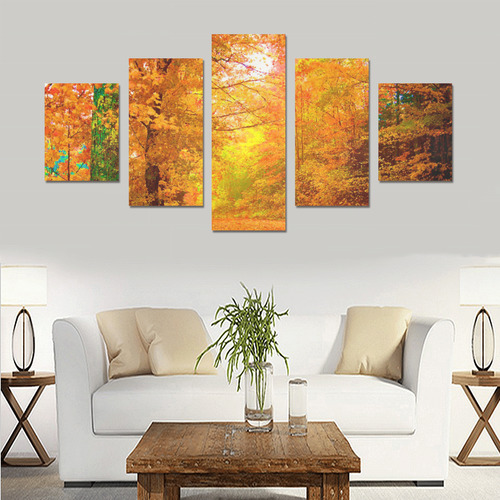 Vermont Autumn Nature Landscape Canvas Print Sets B (No Frame)