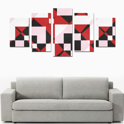 Black Red and White abstract Canvas Print Sets D (No Frame)