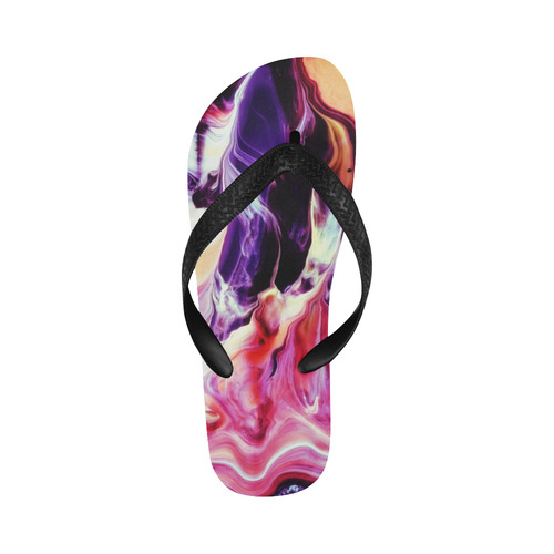 Abstract Watercolor Painting Crazy Fire Flip Flops for Men/Women (Model 040)