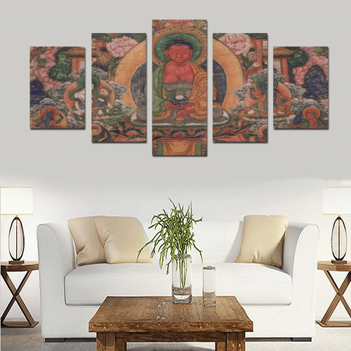 Buddha Amitabha in His Pure Land of Suvakti Canvas Print Sets D (No Frame)