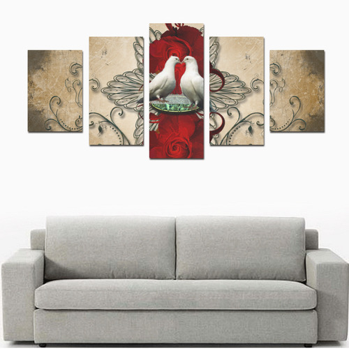 The couple dove with roses Canvas Print Sets D (No Frame)