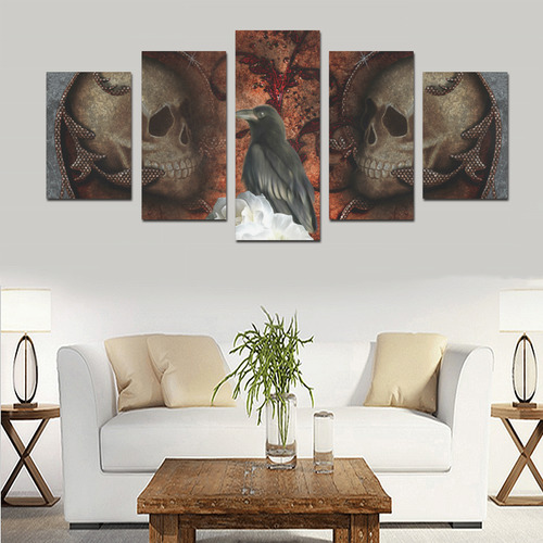 The crow with skulls Canvas Print Sets D (No Frame)