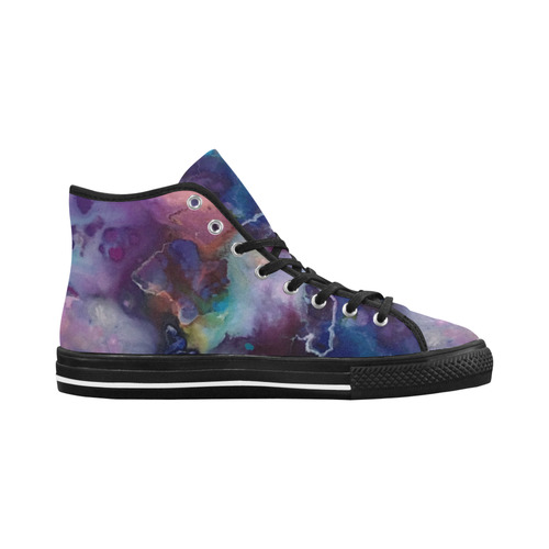 Abstract Watercolor Painting blue rose purple Vancouver H Men's Canvas Shoes (1013-1)