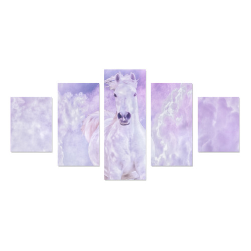 Girly Romantic Horse Of Clouds Canvas Print Sets B (No Frame)