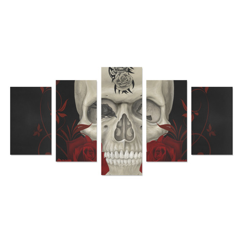 Gothic Skull With Tribal Tatoo Canvas Print Sets C (No Frame)