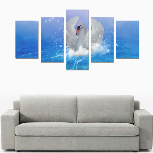 Swimmong swan Canvas Print Sets C (No Frame)