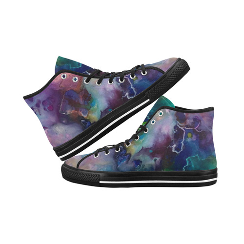 Abstract Watercolor Painting blue rose purple Vancouver H Women's Canvas Shoes (1013-1)
