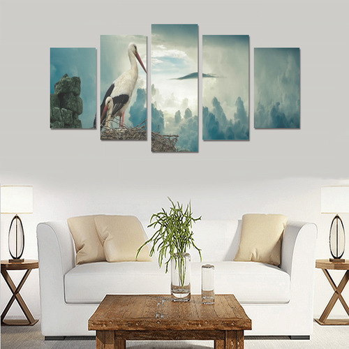 Stork And Baby Canvas Print Sets A (No Frame)