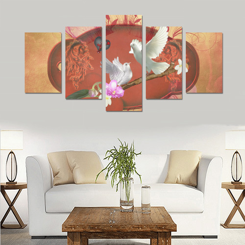 Wonderful dove couple Canvas Print Sets C (No Frame)