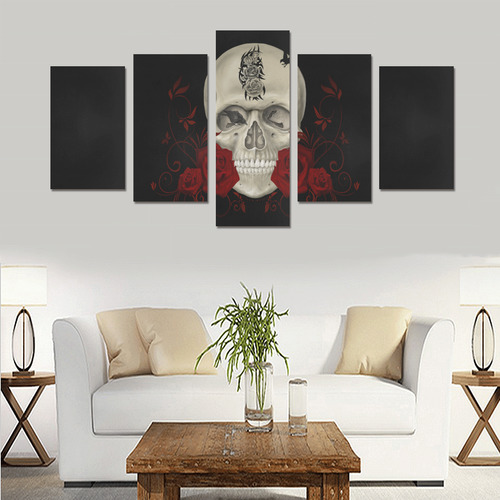 Gothic Skull With Tribal Tatoo Canvas Print Sets C (No Frame)