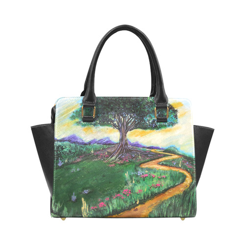 Tree Of Imagination Rivet Shoulder Handbag (Model 1645)