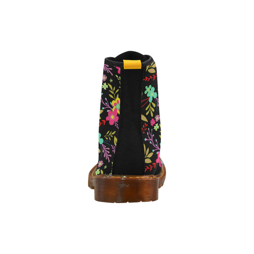 Red Yellow Green Colorful Floral Pattern Martin Boots For Women Model 1203H